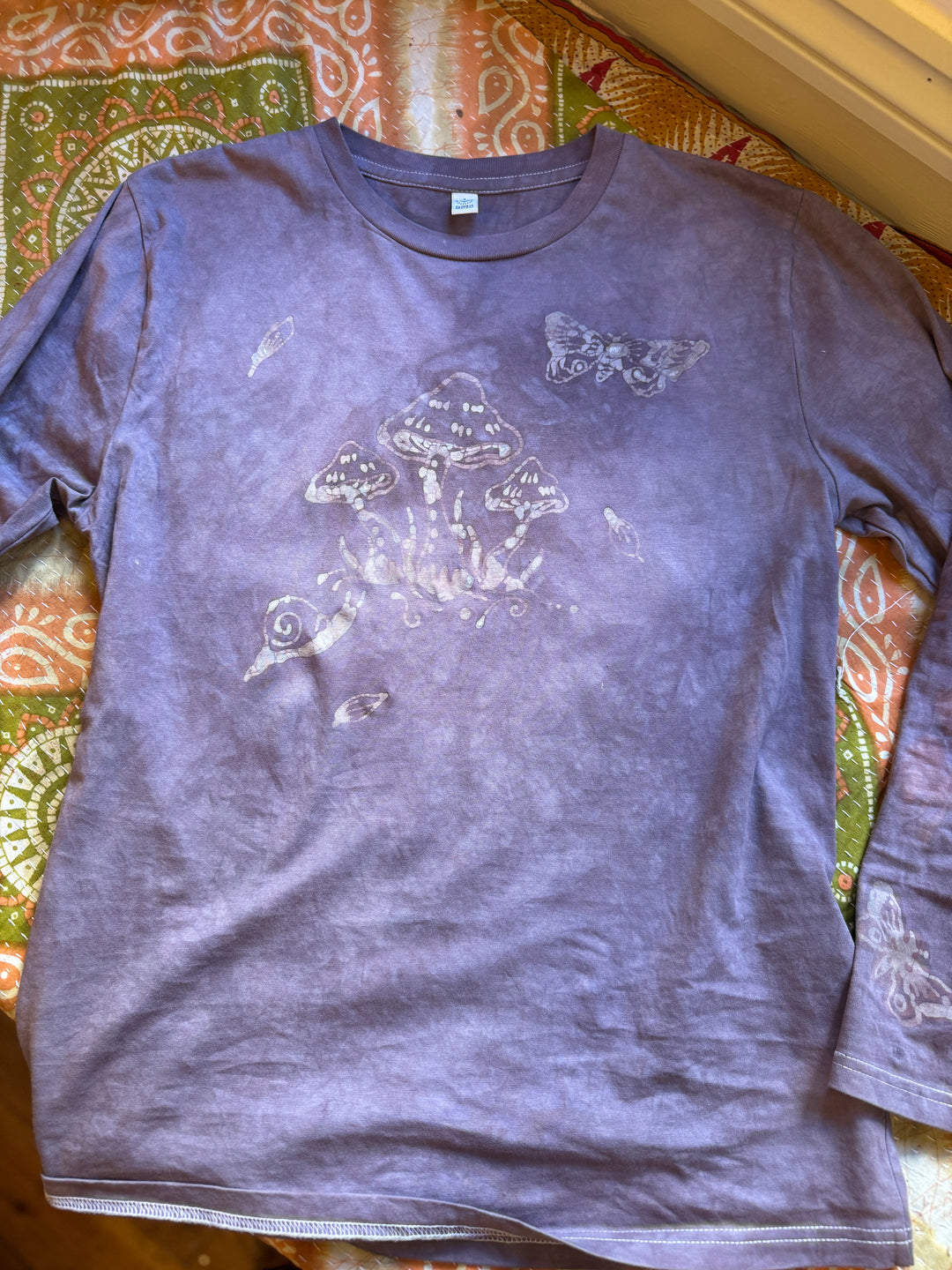 Pre-Order - Twilight Garden Batik, Handcrafted Slow Made Organic Long Sleeve Tee