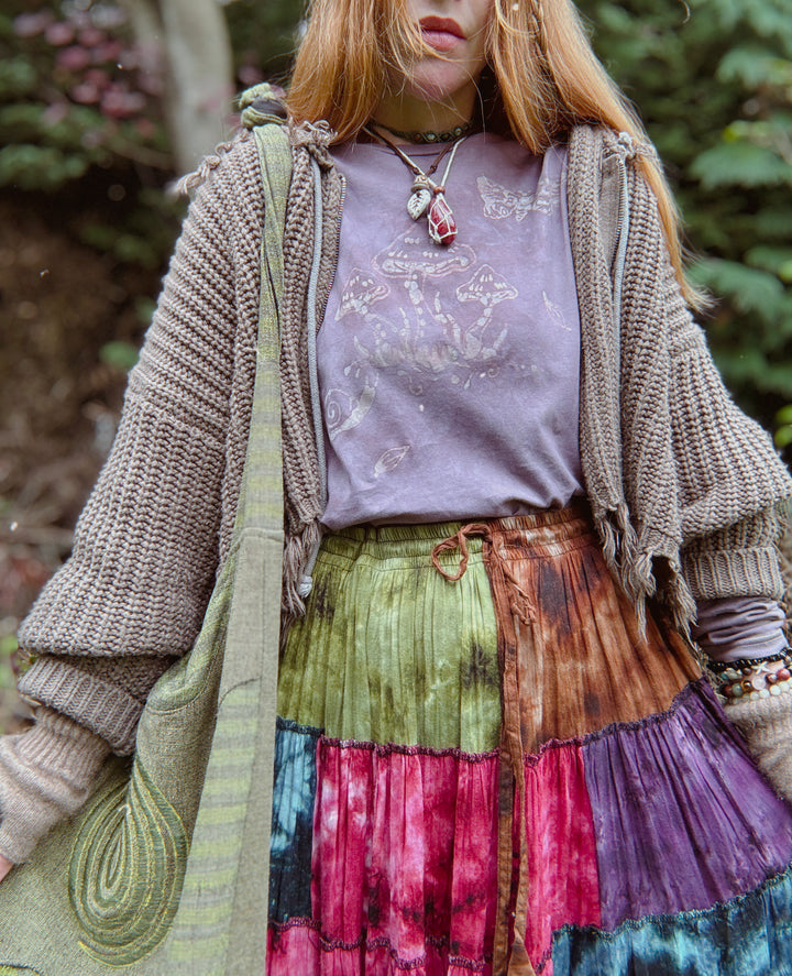 Pre-Order - Twilight Garden Batik, Handcrafted Slow Made Organic Long Sleeve Tee