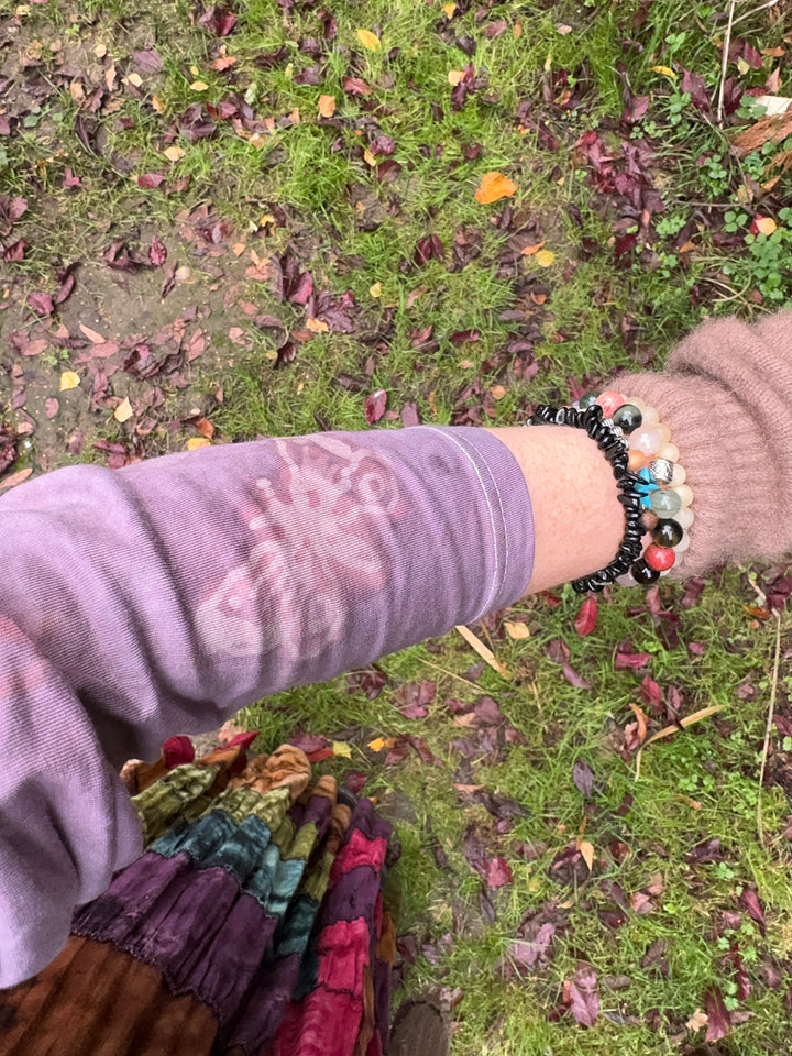 Pre-Order - Twilight Garden Batik, Handcrafted Slow Made Organic Long Sleeve Tee