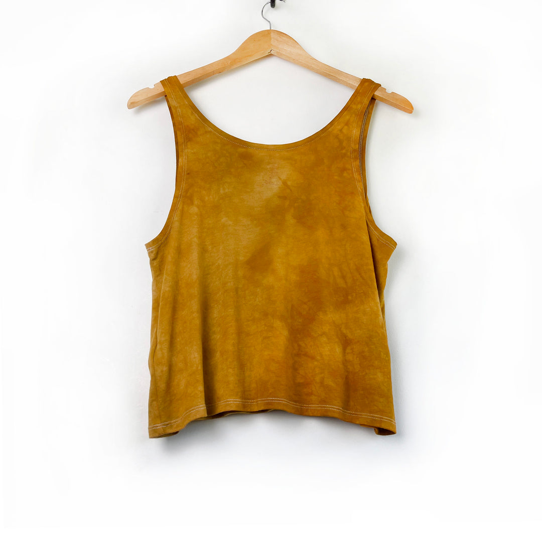 The Mother Tree Ethical Ochre Camisole - Hand Dyed & Block Printed, Fair Trade, Organic, Vegan and Climate Neutral Hippie Forest Print Top