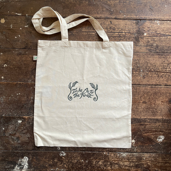 Take Me To The Forest Ethical Tote Bag - Block Printed, Organic Climate Neutral Cotton Shopper Bag