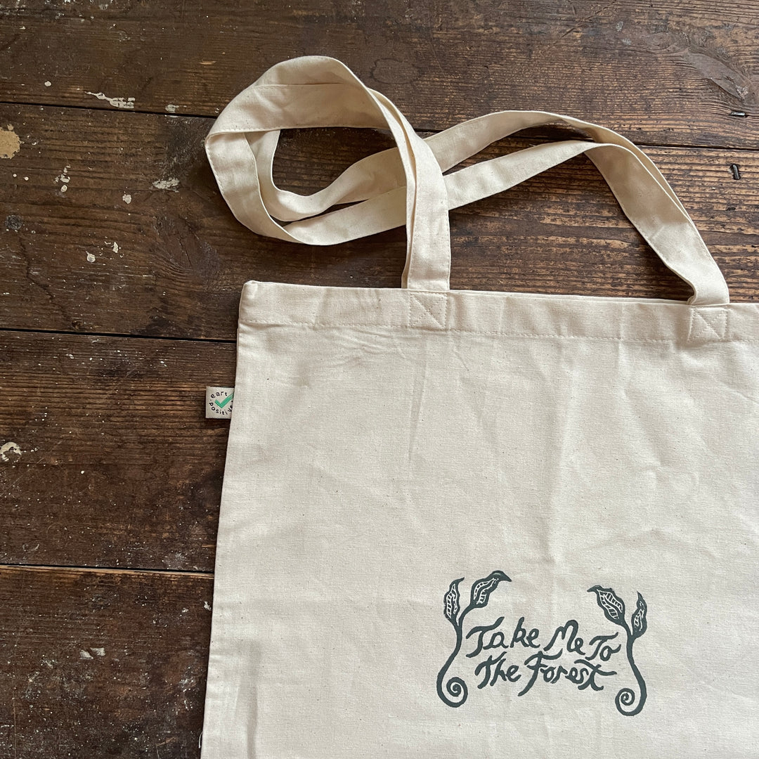 Take Me To The Forest Ethical Tote Bag - Block Printed, Organic Climate Neutral Cotton Shopper Bag
