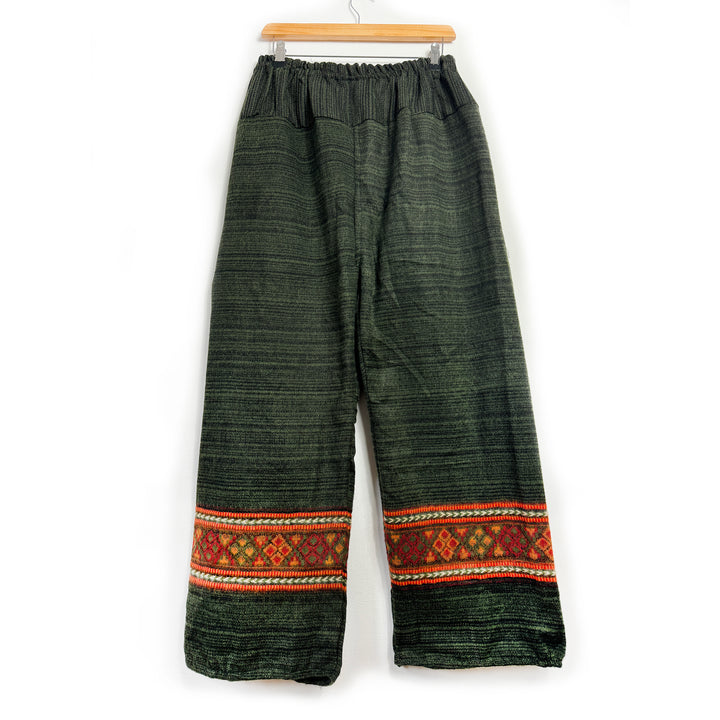 Villager Fleece Trousers - Fair Trade Burgundy Rosehip Red or Moss Green Straight Leg Pant