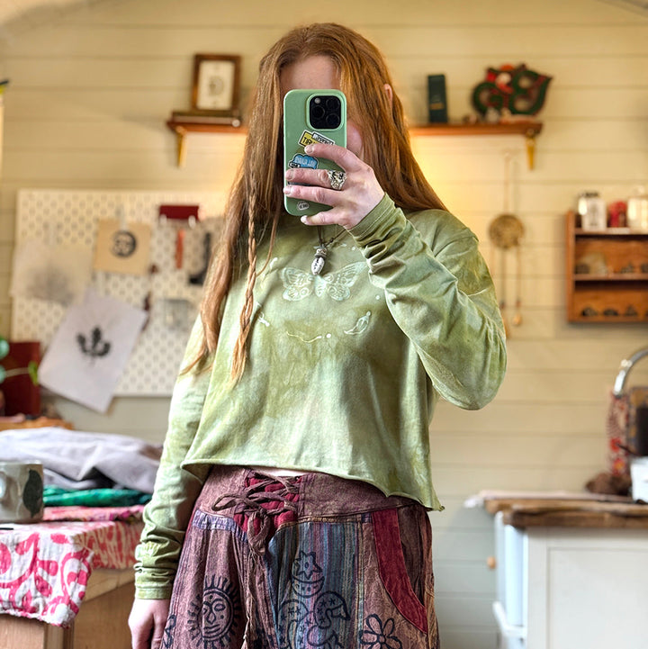 Wildwood Moth Long Sleeve Top - Fernlight Moss