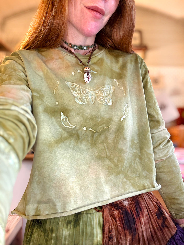 Wildwood Moth Long Sleeve Top - Fernlight Moss