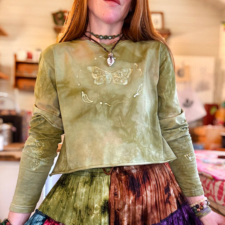 Wildwood Moth Long Sleeve Top - Fernlight Moss