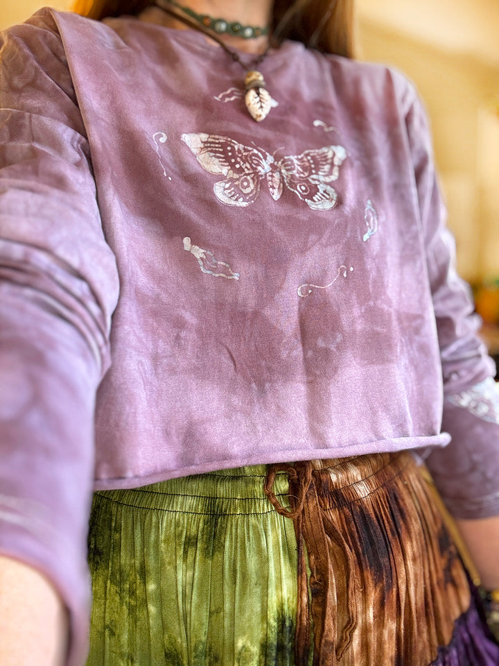 Wildwood Moth Long Sleeve Top - Dewfall Amethyst