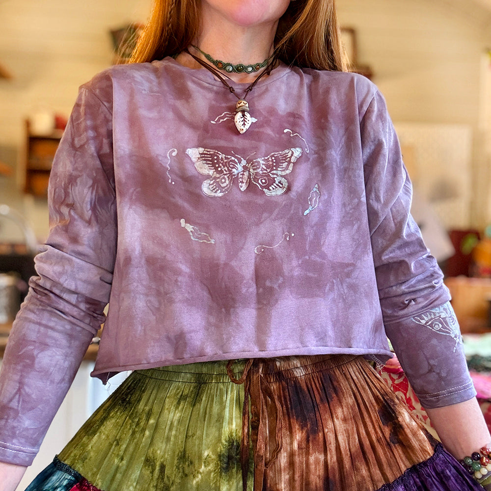 Wildwood Moth Long Sleeve Top - Dewfall Amethyst