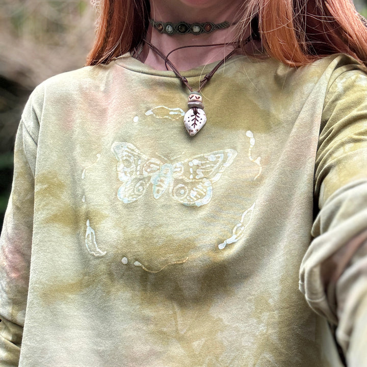 Wildwood Moth Long Sleeve Top - Fernlight Moss