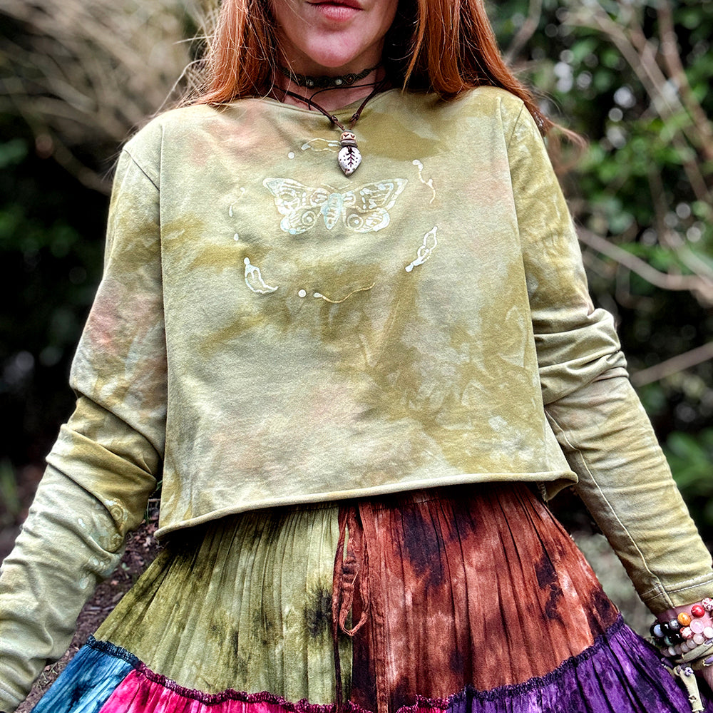 Wildwood Moth Long Sleeve Top - Fernlight Moss