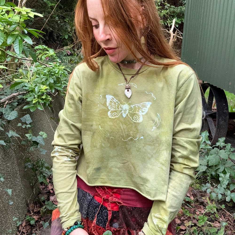 Wildwood Moth Long Sleeve Top - Fernlight Moss