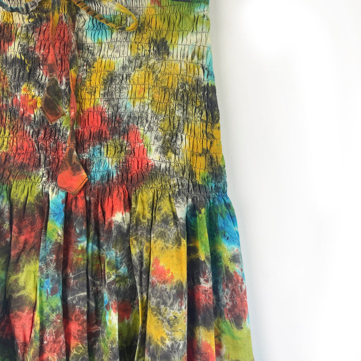 Tie Dye Moon Rainbow Jumpsuit - Fair Trade Handmade Boho Hippie Harem Plus Size - Loose fit Cotton Trousers