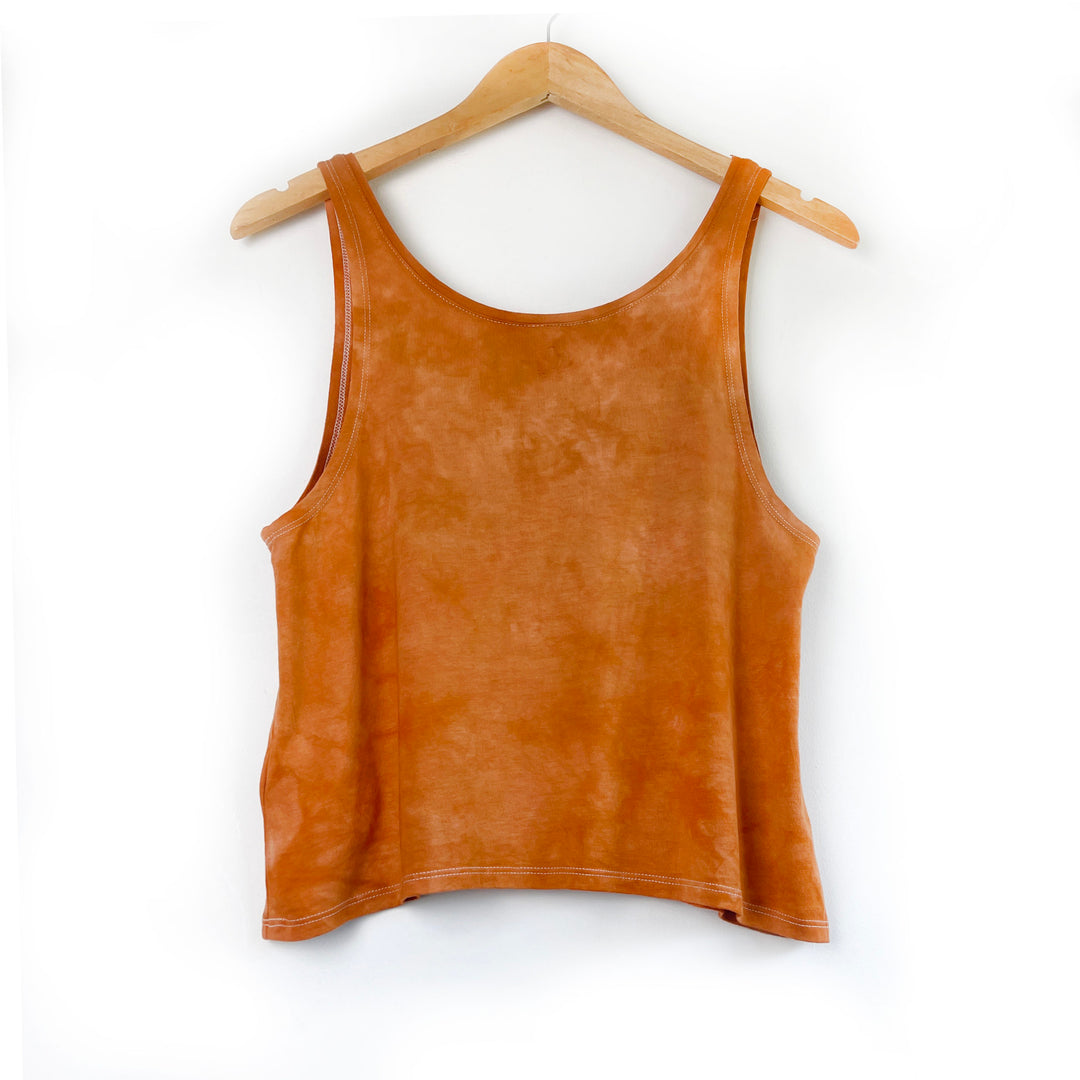 The Explorer Ethical Burnt Ochre Camisole - Hand Dyed & Block Printed, Fair Trade, Organic, Vegan and Climate Neutral Hippie Sun Print Top