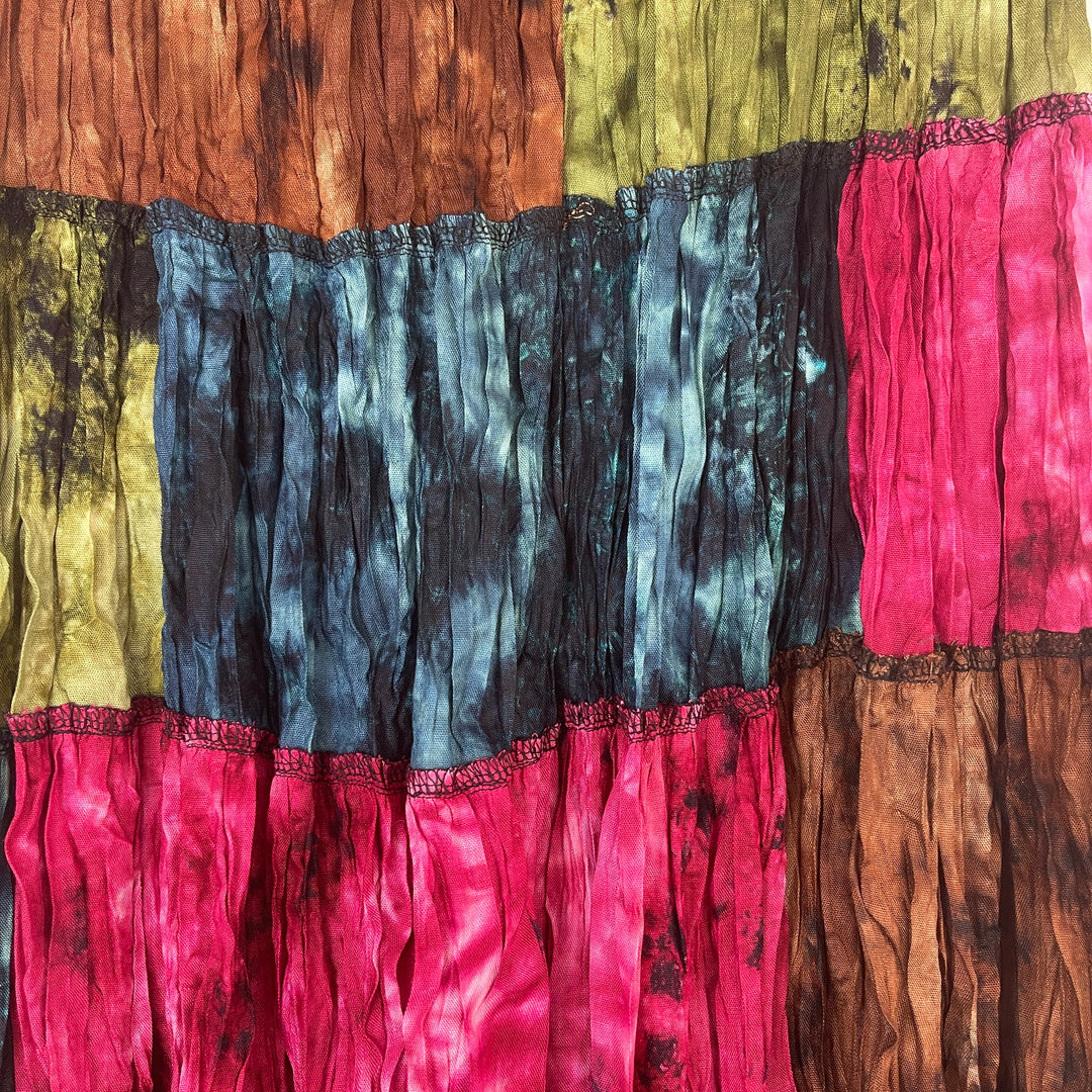 Patchwork Tie Dye Whimsical Skirt, Fair Trade Rainbow Hippie Fairy Maxi Skirt