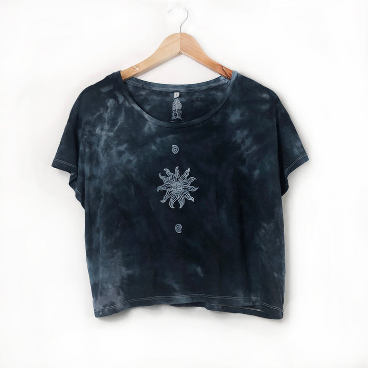 Palolem Ocean - Ethical Boxy Fit T-Shirt, Hand Dyed & Block Printed, Organic Cotton, Fair Trade Womens Hippie Sun Top