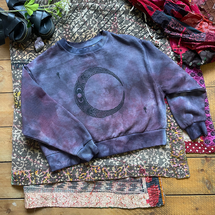 Moon Craft Ethical Sweater - Hand Dyed & Block Printed, Organic, Fair Trade, Climate Neutral Hippie Moon Sweatshirt