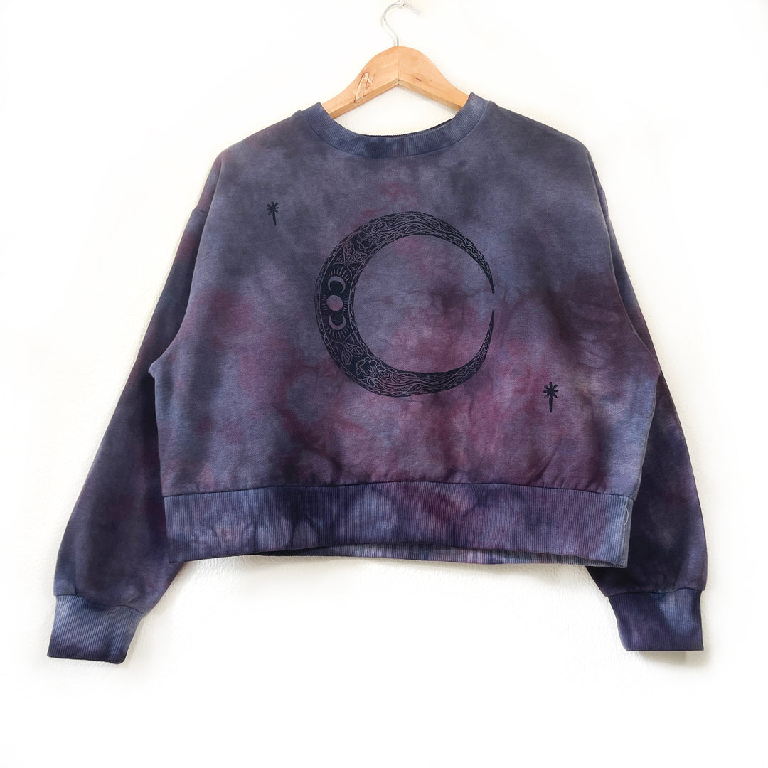 Moon Craft Ethical Sweater - Hand Dyed & Block Printed, Organic, Fair Trade, Climate Neutral Hippie Moon Sweatshirt