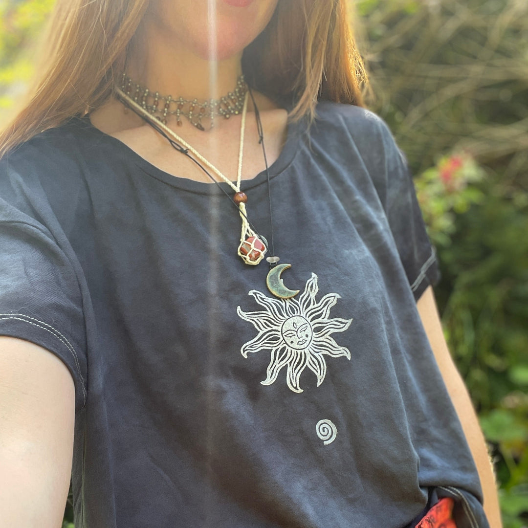 Palolem Ocean - Ethical Boxy Fit T-Shirt, Hand Dyed & Block Printed, Organic Cotton, Fair Trade Hippie Sun Top