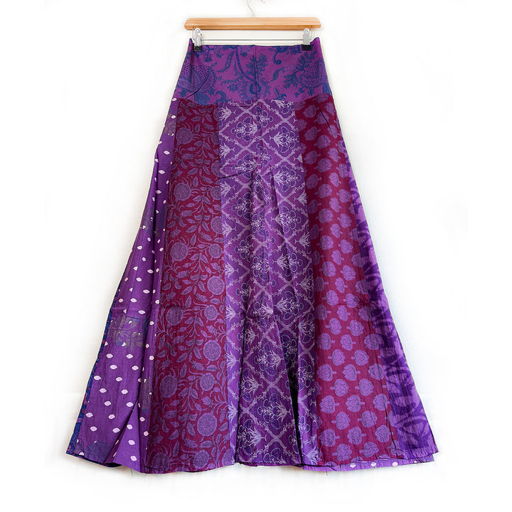 Floral Indian Print Palazzo Wide Leg Trousers - Purple Iris