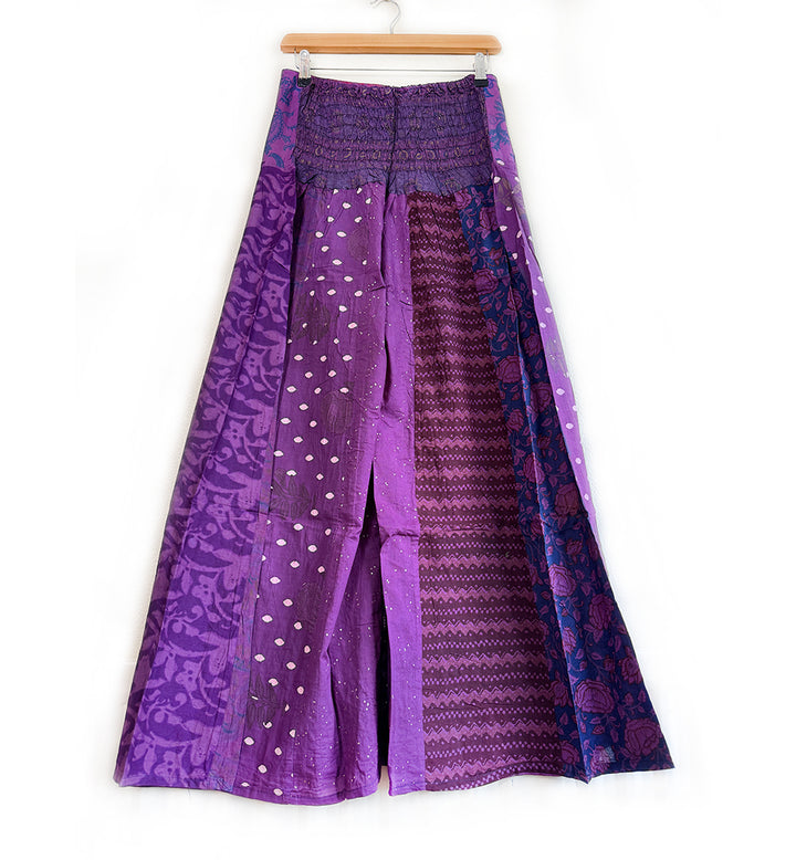 Floral Indian Print Palazzo Wide Leg Trousers - Purple Iris
