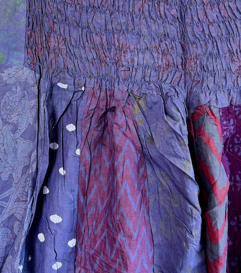 Floral Indian Print Palazzo Wide Leg Trousers - Blue Iris