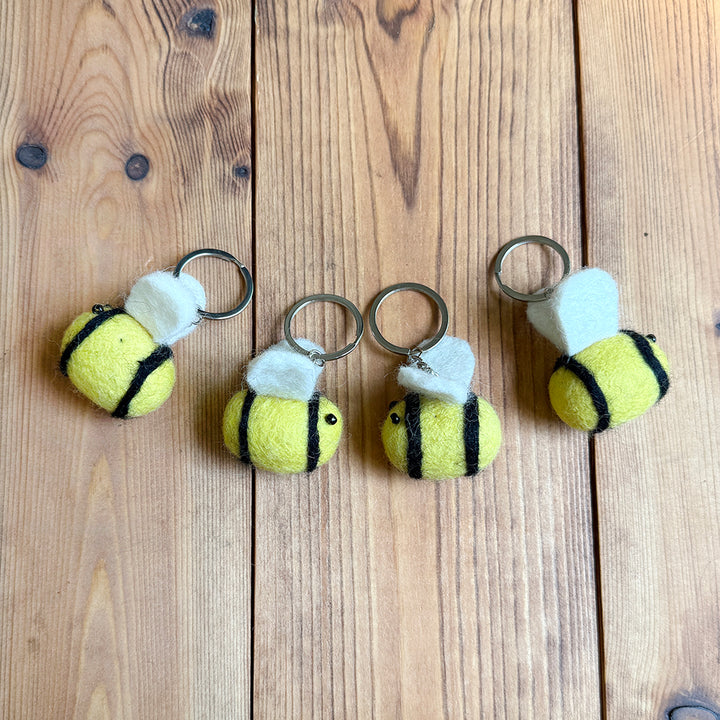 Bumblebee Felt Keyring - Hand Made Fair Trade Gift, Cute Keyring Bag Accessory