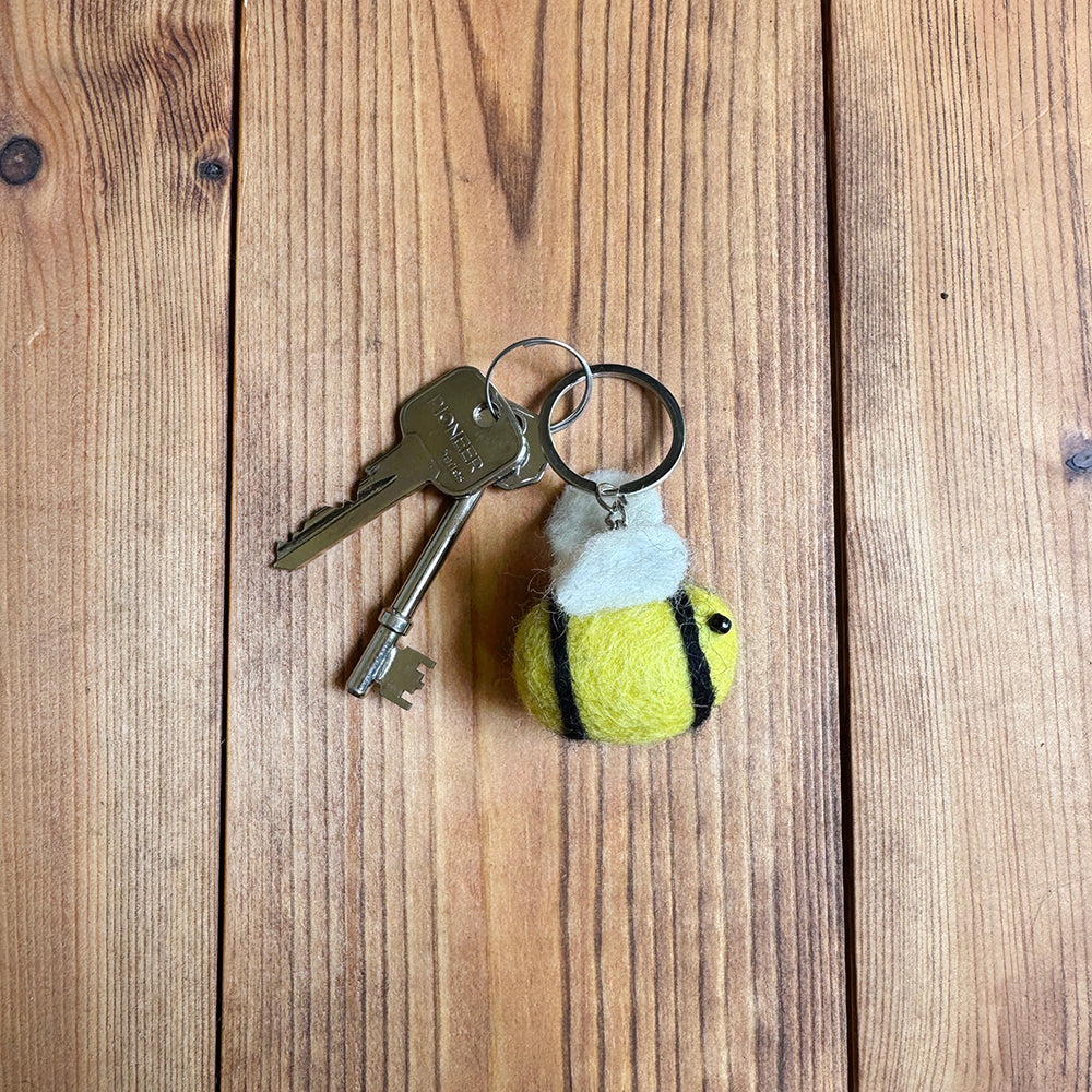 Bumblebee Felt Keyring - Hand Made Fair Trade Gift, Cute Keyring Bag Accessory