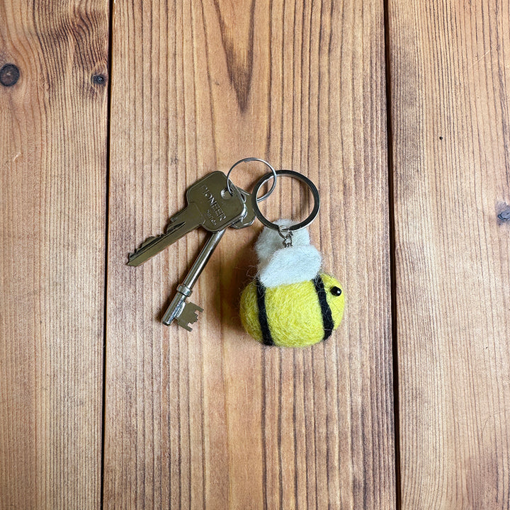 Bumblebee Felt Keyring - Hand Made Fair Trade Gift, Cute Keyring Bag Accessory