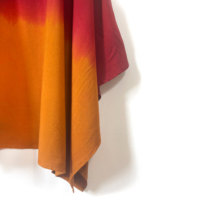 Canopy Ombre Kaftan Dress - Handmade Earthy Ochre and Maroon Tones Free Size Strappy Dress