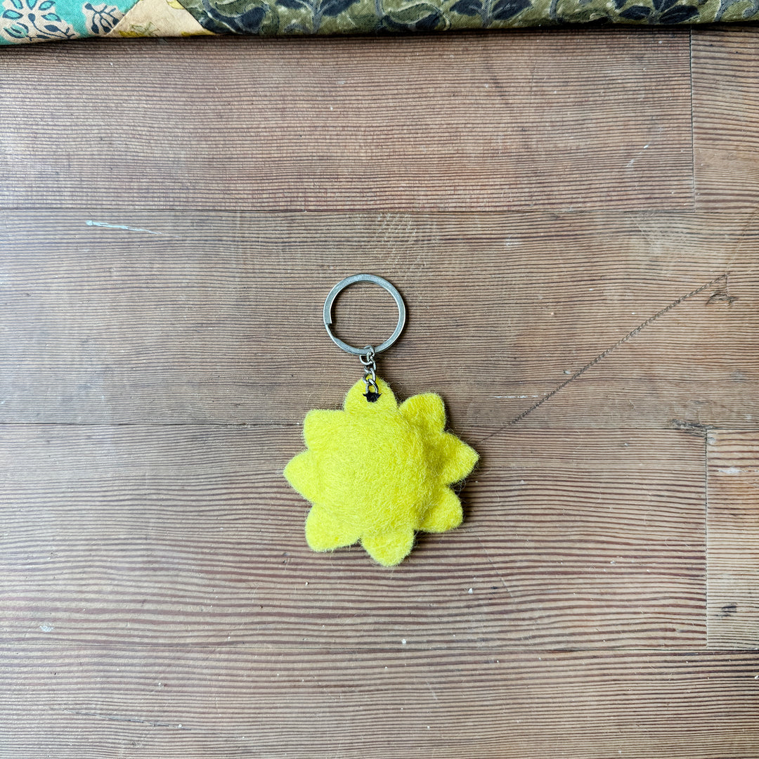 Sunflower Felt Keyring - Hand Made Fair Trade Gift, Cute Keyring Bag Accessory