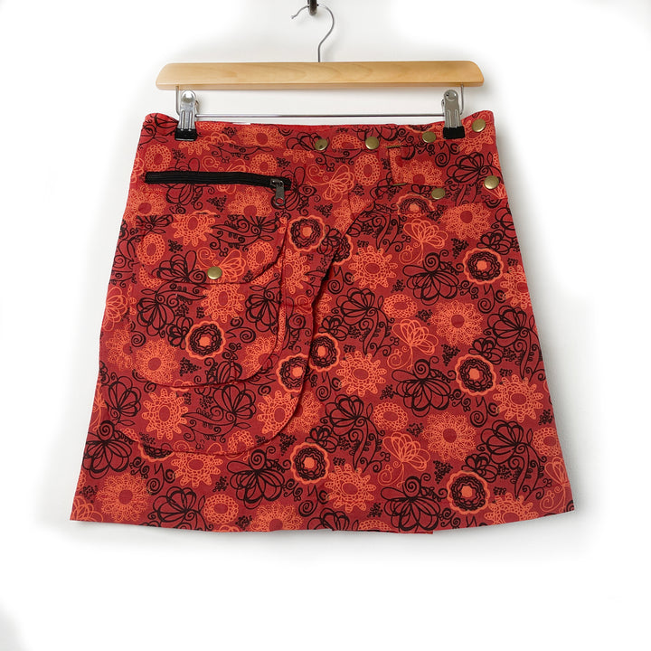 Pixie Belt Wrap Popper Skirt - 100% Cotton, Fair Trade, Unisex Toggle Button, Hippie Smock Shirt