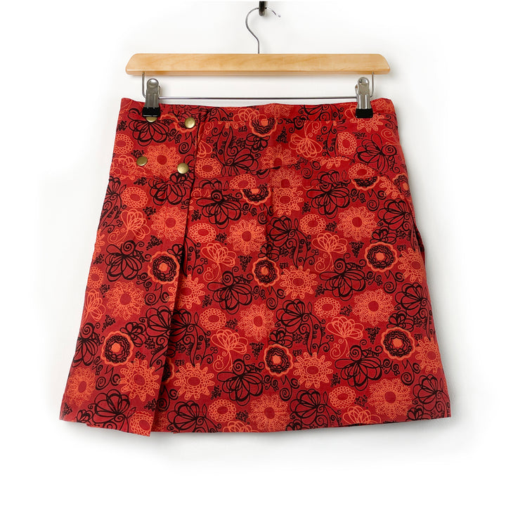 Pixie Belt Wrap Popper Skirt - 100% Cotton, Fair Trade, Unisex Toggle Button, Hippie Smock Shirt
