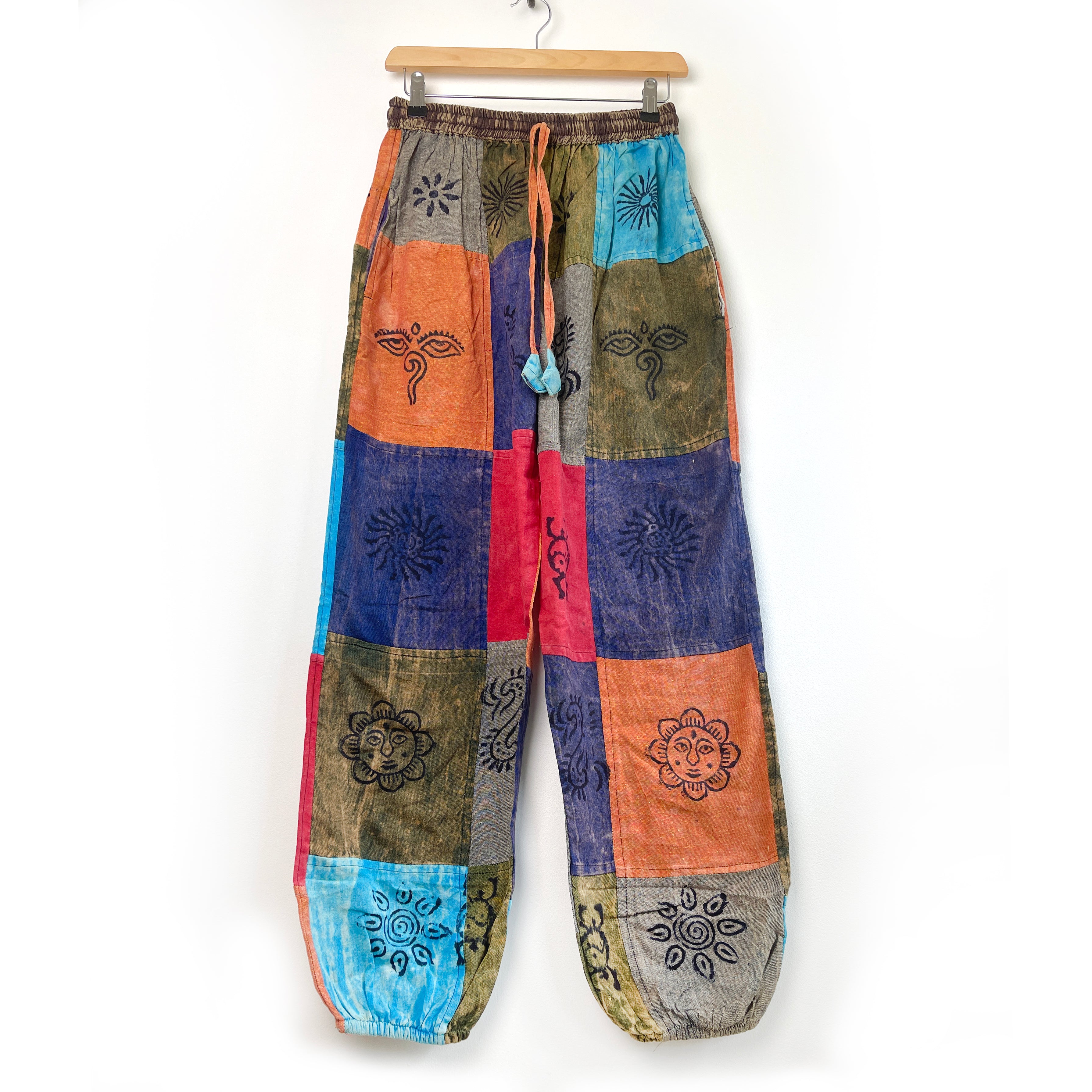 Indian Vintage Rayon Patchwork Wide Leg Hippie Boho Gypsy Palazzo Pants  Trouser | eBay
