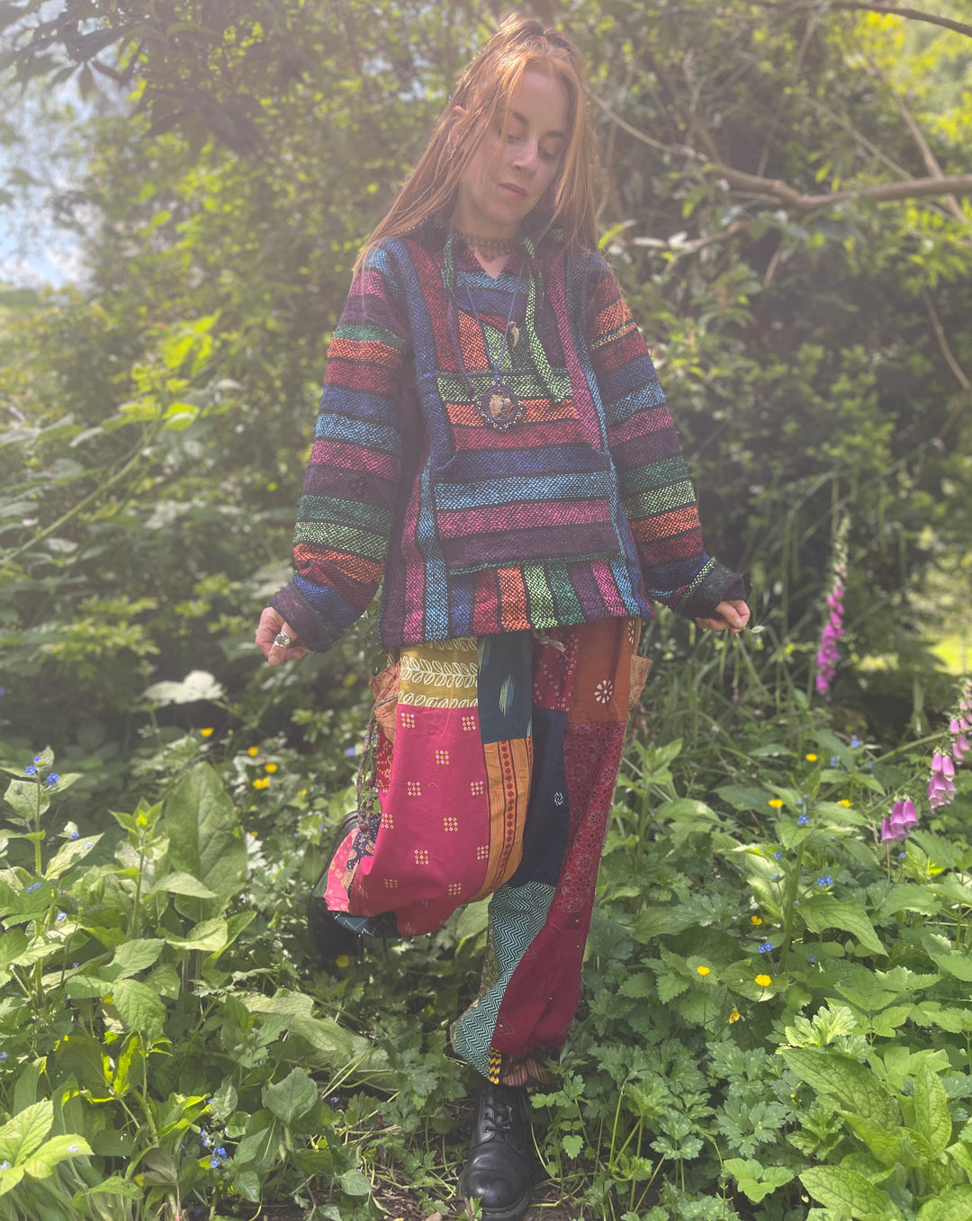 Mexican Baja Jerga Rainbow Weave Hoody - Ethical Hand Made and Fair Trade