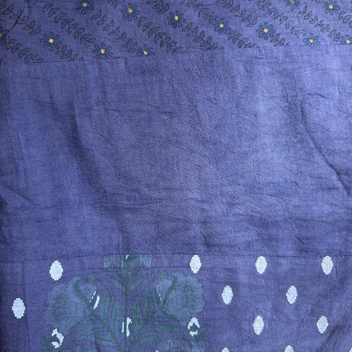 Floral Indian Print Palazzo Wide Leg Trousers - Blue Iris