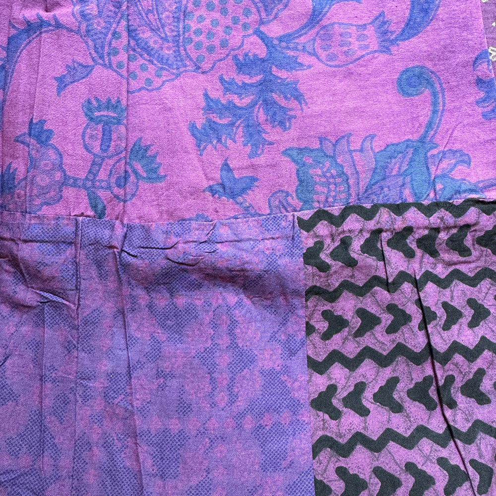 Floral Indian Print Palazzo Wide Leg Trousers - Purple Iris