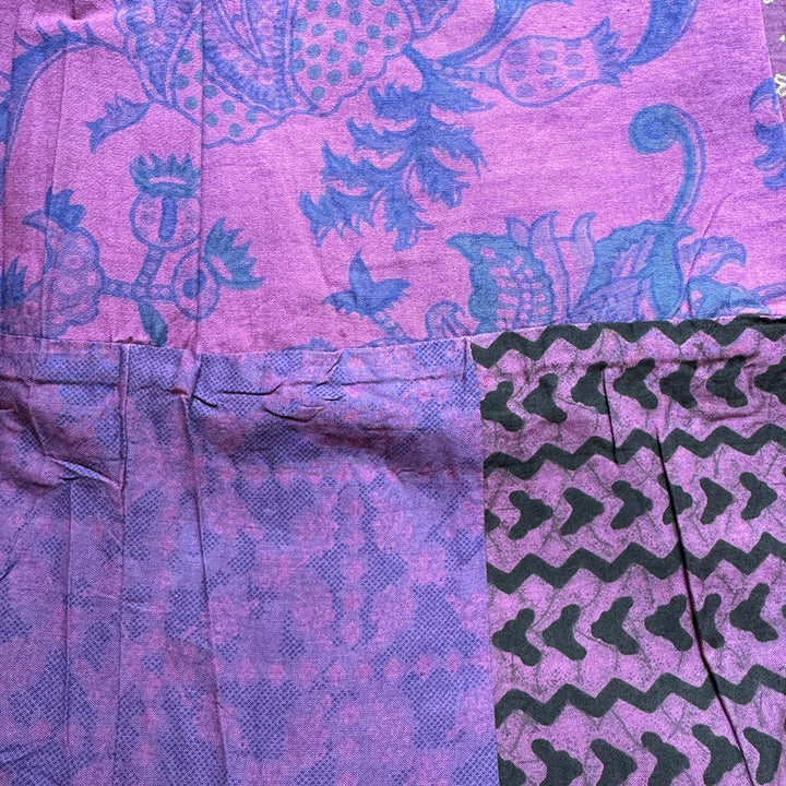 Floral Indian Print Palazzo Wide Leg Trousers - Purple Iris