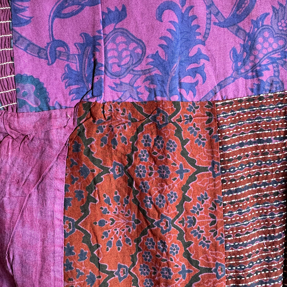 Floral Indian Print Palazzo Wide Leg Trousers - Purple Iris