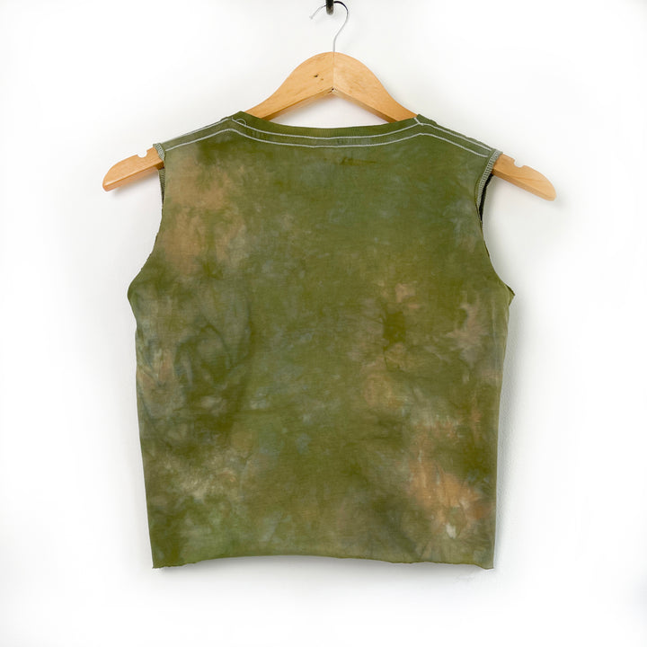 Root Down To Nature Tank - Moss - Hand Dyed & Block Printed, Vegan, Organic & Fair Trade