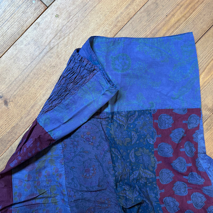 Floral Indian Print Palazzo Wide Leg Trousers - Purple Iris