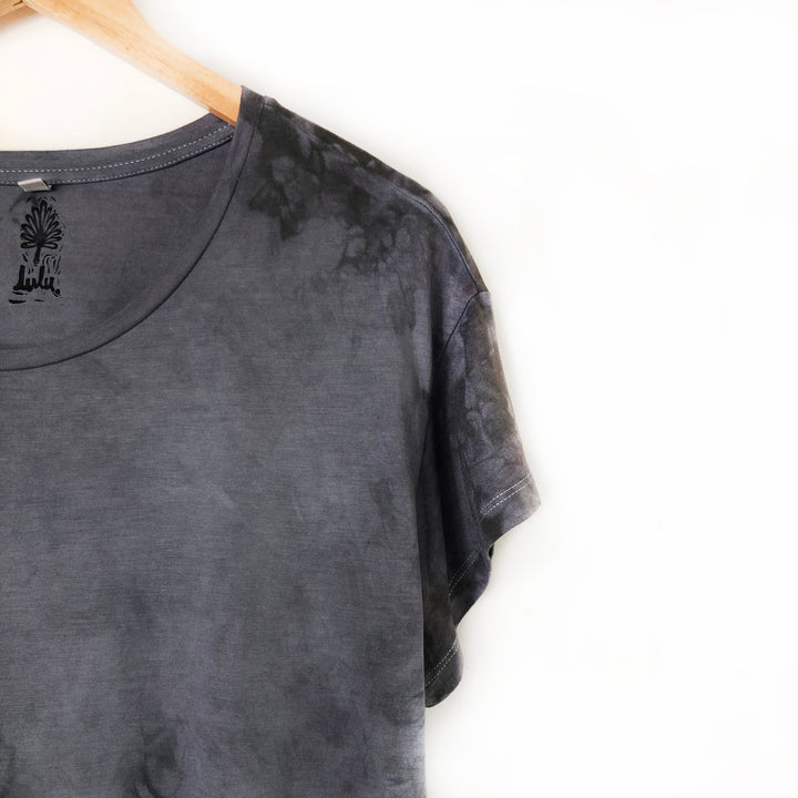 Black Stone Hand Dyed Boxy Fit T-Shirt - Ethically Made Fair Trade Loose Fit Bohemian Top