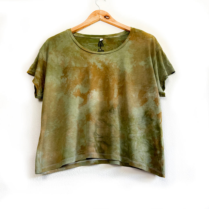Earth-Dyed Moss Green Organic T-Shirt — Handcrafted Slow Made