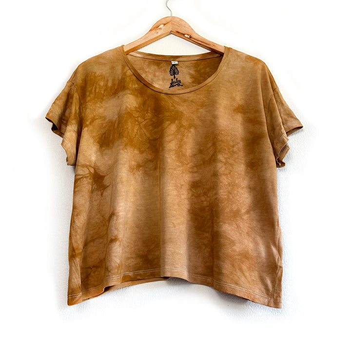 Earth-Dyed Ochre Organic T-Shirt — Handcrafted Slow Made