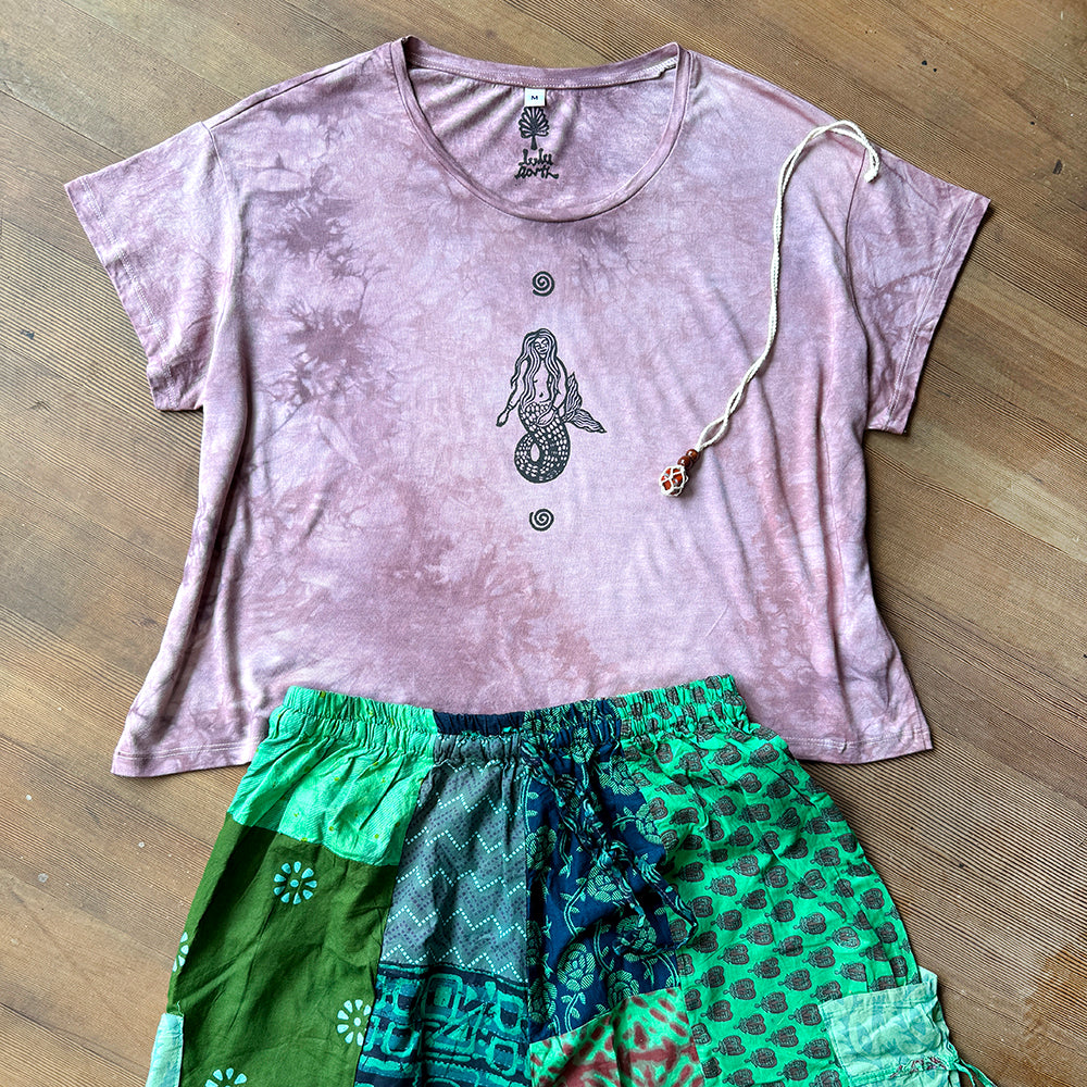 Mermaid Cafe Organic T-Shirt, Handcrafted Slow Made Organic Tee