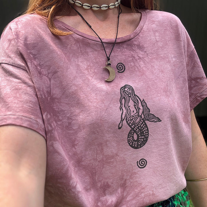 Mermaid Cafe Organic T-Shirt, Handcrafted Slow Made Organic Tee