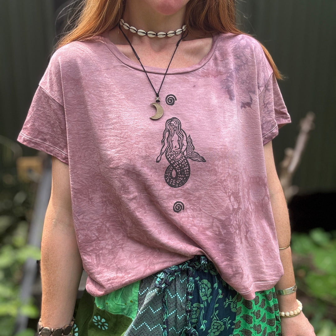 Mermaid Cafe Organic T-Shirt, Handcrafted Slow Made Organic Tee