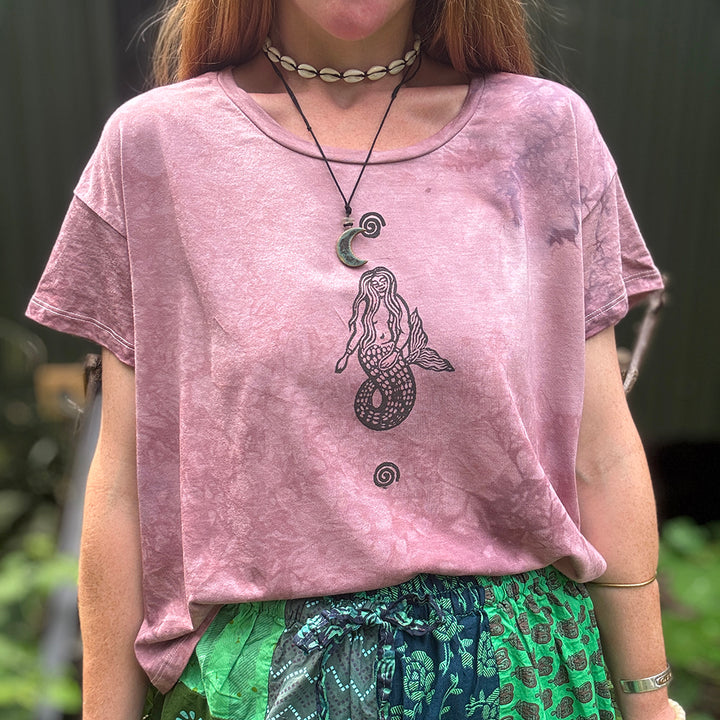 Mermaid Cafe Organic T-Shirt, Handcrafted Slow Made Organic Tee