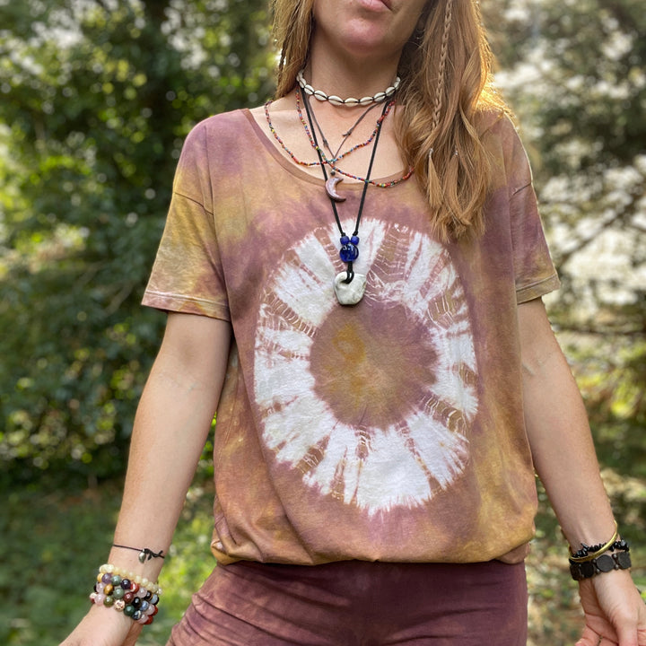 Canopy Tie Dyed Lose Fit Ethical T-Shirt, Hand Dyed, Organic, Vegan, Fair Trade Long Line T-Shirt