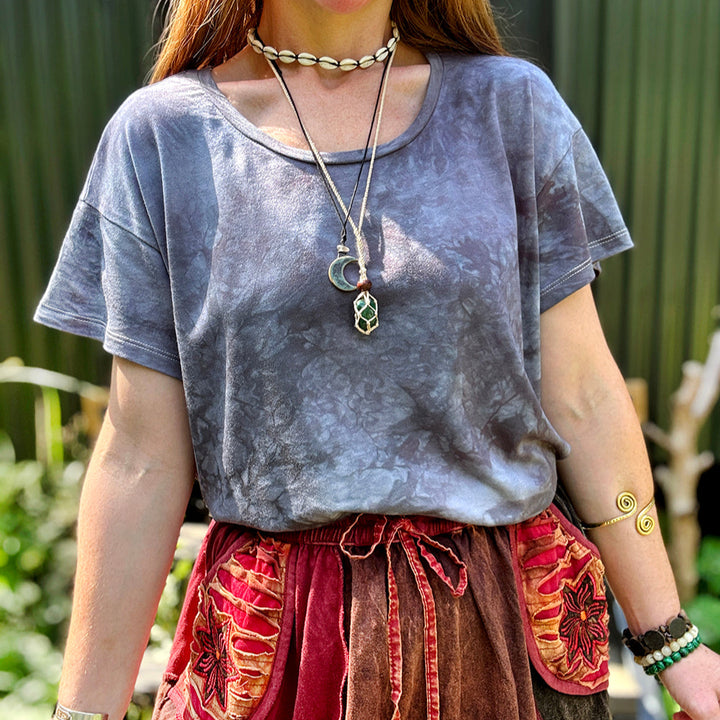 Earth-Dyed Ocean Tide Organic T-Shirt — Handcrafted Slow Made