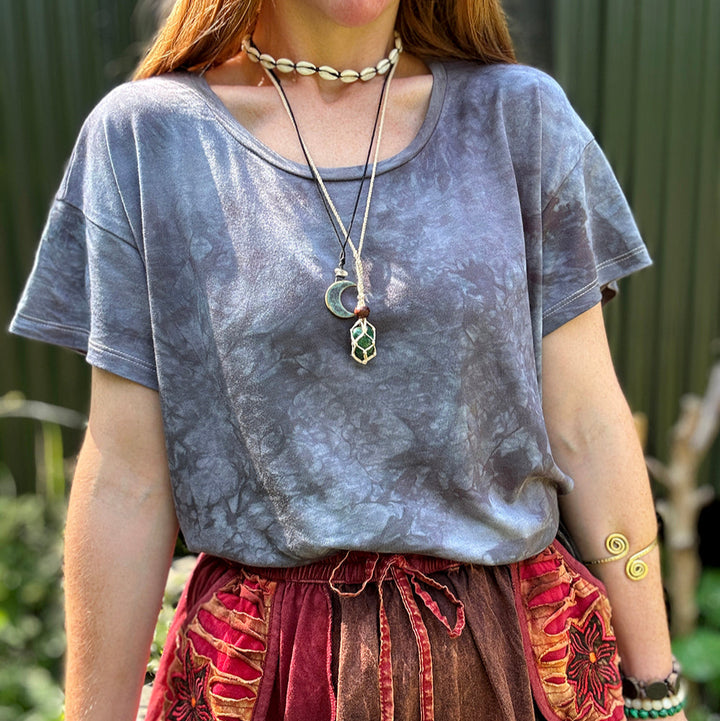 Earth-Dyed Ocean Tide Organic T-Shirt — Handcrafted Slow Made